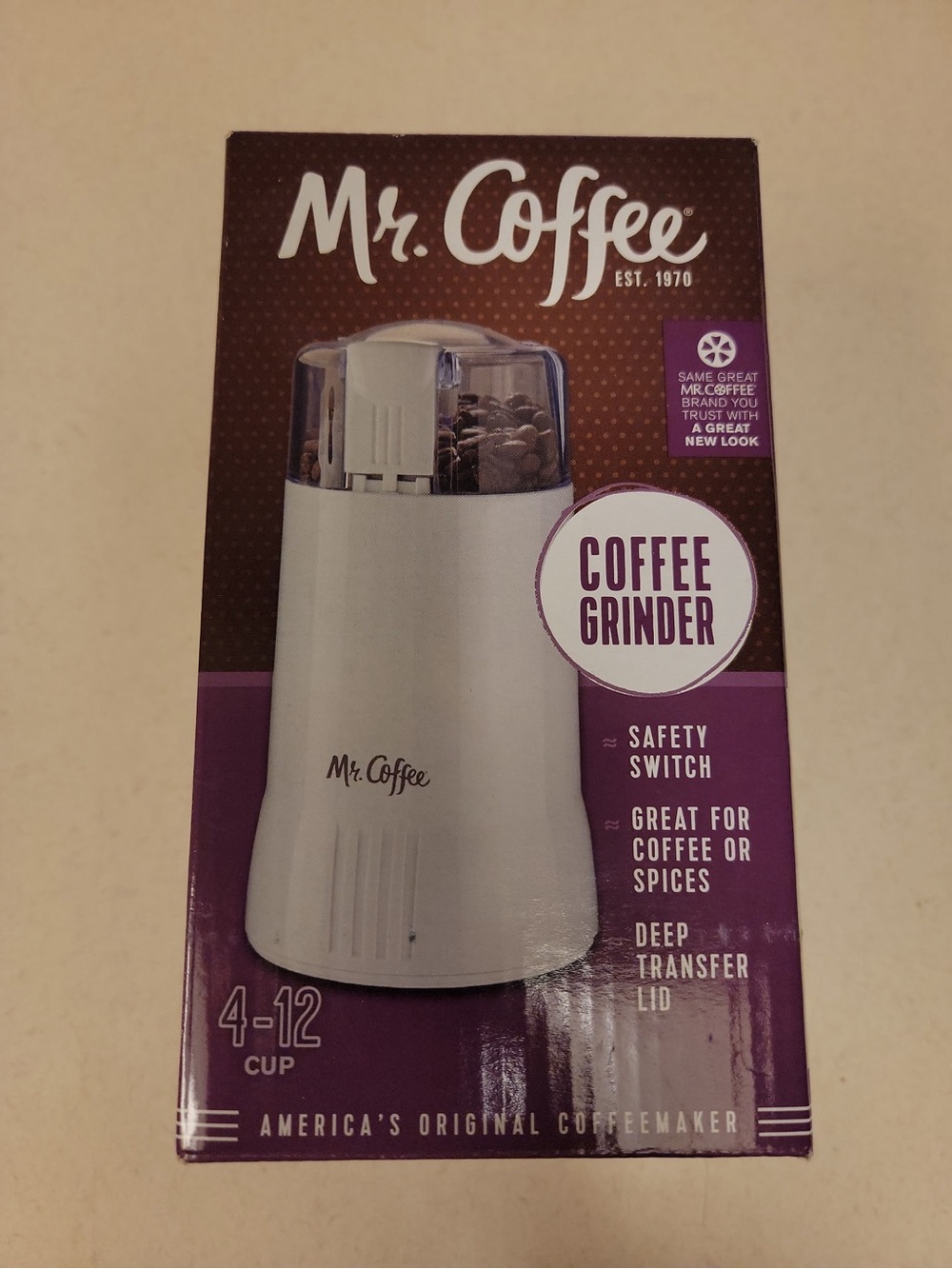 White Mr. Coffee - Coffee Grinder - Compact Electric Grinder
